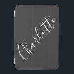 Protection iPad Mini Script minimaliste Nom personnalisé noir blanc<br><div class="desc">Nom minimaliste de la typographie de script en coque ipad noir et blanc</div>