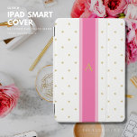 Protection iPad Mini Stars et mini-capot rose rayé iPad Personnalisé<br><div class="desc">Une couverture chic décorée d'étoiles dorées et d'une rayure à la mode. Faites-le le vôtre et personnalisez-le avec votre nom qui est dans une couleur laiton/or.</div>