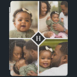 Protection iPad Monogramme de la famille de collage de photos pers<br><div class="desc">Un cadeau personnalisé spécial avec 4 de vos photos personnalisées et un premier monogramme. Utilisez les outils de conception pour ajouter du texte supplémentaire dans toutes les polices et couleurs que vous souhaitez. Téléchargez d'autres photos, modifiez la couleur de l'arrière - plan ou choisissez parmi tous nos styles de coque...</div>