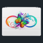Protection iPad Pro Bright infinity with rainbow butterfly<br><div class="desc">multicolor,  bright,  symbole of infinity with rainbow,  detailed butterfly monarch. Rainbow butterfly. Rainbow infinity.</div>