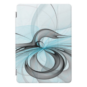 Protection iPad Pro Cover Abstrait Anthracite Gris Bleu Moderne Fractage Art