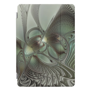 Protection iPad Pro Cover Abstrait Olive Sage Green Grey Fractal Art Imagina
