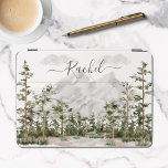 Protection iPad Pro Cover Aquarelle monogramme Montagne et forêt<br><div class="desc">Faites-vous plaisir avec notre casque d'air Monogrammed Watercolor Mountain et Forest iPad Air ! Personnalisez avec votre monogramme pour une touche de style boho rustique. Portez la nature où que vous alliez !</div>