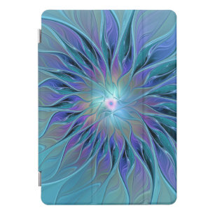 Protection iPad Pro Cover Blue Purple Flower Dream Abstrait Fractal Art