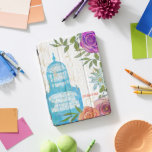 Protection iPad Pro Cover Boho Bohemian Moderne Rose lumineux Floral Birdcag<br><div class="desc">Gras, lumineux, sophistiqué et coloré moderne design floral mélangé avec une image vintage peinte d'une cage d'oiseaux de l'époque victorienne antique et en bois de finition crackle rustique en détresse pour une ambiance bohème éclectique Boho à votre style personnel. Une gamme complète de produits est disponible dans cette collection "Jardin...</div>