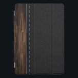 Protection iPad Pro Cover Bois réaliste et texture en cuir piquée<br><div class="desc">La combinaison des textures en bois et de cuir a piqué pour former une belle et ordonnée conception. NOTE : Ce produit ne se compose pas du vrai bois ou cuir,  et la conception est pour le but esthétique seulement.</div>