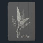 Protection iPad Pro Cover Botanique minimaliste Nom personnalisé Noir Blanc<br><div class="desc">Un élégant coque ipad avec une illustration botanique délicate dans un style d'art en ligne fine. Le design monochrome contre un arrière - plan sombre lui confère un charme sophistiqué et intemporel. Personnalisé avec un nom personnalisé, ce coque est parfait pour les amoureux de la nature, les artistes, les écrivains...</div>