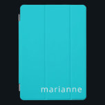 Protection iPad Pro Cover Couleur solide turquoise mignonne Nom personnalisé<br><div class="desc">Cute Turquoise couleur solide Nom personnalisé iPad Pro Couverture</div>