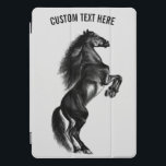Protection iPad Pro Cover Couvercle iPad pour cheval droit - Texte personnal<br><div class="desc">Cheval sauvage noir droit - Peinture - Personnalisable - Choisissez / Ajoutez votre texte unique - Nom / Couleurs / Police / Taille / Éléments - Image / plus - Faites votre cadeau spécial - Redimensionnez et déplacez ou ajoutez des éléments / du texte avec l'outil de personnalisation ! Peinture...</div>