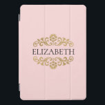 Protection iPad Pro Cover Elégant Monogram Navy Blue Gold Chic iPad Pro Cove<br><div class="desc">Un élégant coque ipad rose et or. Idéal pour retourner à l'école. Ajoutez votre nom entre la floraison dorée sur le devant. Conçu pour vous par Blackberry Boulevard.</div>