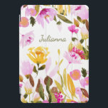 Protection iPad Pro Cover Elégante aquarelle rose jaune Floral Personnalisé<br><div class="desc">Elégante Aquarelle rose jaune Floral Coque personnalisé</div>