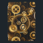 Protection iPad Pro Cover Équipements en laiton sans vapeur<br><div class="desc">Sans joint,  métal,  laiton,  or engrenages sur arrière - plan foncé rouillé. Style Steampunk.</div>