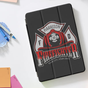 Protection iPad Pro Cover Firefighter Helmet ADD NAME Fire Department Rescue