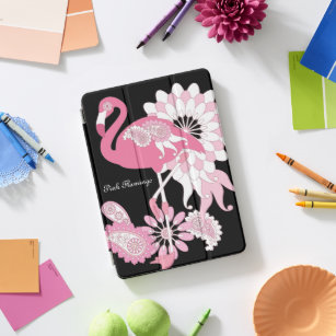 Protection iPad Pro Cover Flamant rose moderne noir rose