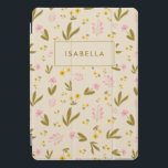 Protection iPad Pro Cover Fleurs de printemps rose vert Floral Nom personnal<br><div class="desc">Fleurs de printemps rose vert Floral Nom personnalisé Coque de la tablette</div>