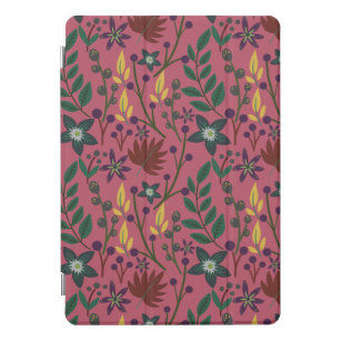 Protection iPad Pro Cover Flore sans couture motif fleurs rose feuille branc