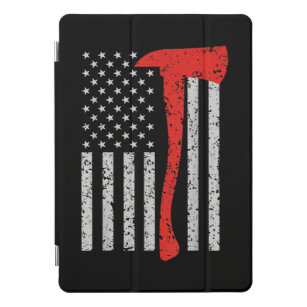 Protection iPad Pro Cover Frapeau américain pompier Ax Mince ligne rouge