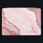 Protection iPad Pro Cover Géode moderne Blush Pink Or Agate Géode Monogramme<br><div class="desc">Géode d'agate doré rose moderne Monogramme iPad Pro Couverture</div>