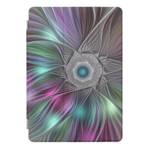 Protection iPad Pro Cover Grande Fleur colorée Abstraite Trippy Fractal Art