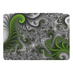 Protection iPad Pro Cover Imaginaire Monde Vert Et Gris Art Fractal Abstrait