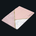 Protection iPad Pro Cover Marbre rose géométrique élégant de blanc de<br><div class="desc">Dessin géométrique élégant comportant les parties scintillantes roses d'or de faux,  l'or et le marbre blanc.</div>