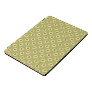 Protection iPad Pro Cover Marguerites de crème et d'orange sur Motif vert Av