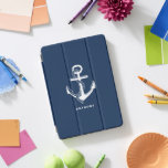 Protection iPad Pro Cover Marine Blue Ancre nautique Couverture iPad personn<br><div class="desc">Couverture iPad Pro nautique personnalisable avec illustration d'ancre. Personnalisez en ajoutant des noms ou des phrases courtes.</div>