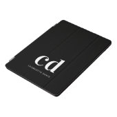 Protection iPad Pro Cover Noir blanc initiales monogramme élégant moderne (Côté)