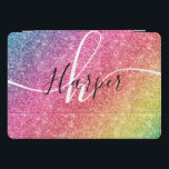 Protection iPad Pro Cover Nom du monogramme de la Parties scintillant arc-en<br><div class="desc">Ajoutez une touche de couleur à votre capot iPad pro avec parties scintillant arc-en-ciel avec monogramme et nom de script. Personnalisez avec votre nom, monogramme, initial ou texte. Vous pouvez modifier la couleur du texte et le style de police à l'aide de l'option customiser. Veuillez noter que la parties scintillant...</div>