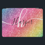Protection iPad Pro Cover Nom du monogramme de la Parties scintillant arc-en<br><div class="desc">Ajoutez une touche de couleur à votre capot iPad pro avec parties scintillant arc-en-ciel avec monogramme et nom de script. Personnalisez avec votre nom, monogramme, initial ou texte. Vous pouvez modifier la couleur du texte et le style de police à l'aide de l'option customiser. Veuillez noter que la parties scintillant...</div>