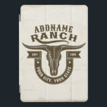 Protection iPad Pro Cover NOM personnalisé Bull Steer Skull Western Ranch<br><div class="desc">NOM personnalisé Cowboy Bull Steer Skull Western Ranch - Personnaliser avec votre nom ou texte personnalisé! *Licence étendue PO 8/21/23*</div>