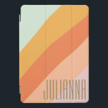 Protection iPad Pro Cover Nom personnalisé Retro Bright Pastel Summer<br><div class="desc">Cette coque ipad personnalisée présente un design moderne en diagonale dans des tons pastel doux comme la menthe, la pêche et le corail. Une personnalisation de nom vertical audacieuse ajoute une touche personnelle stylisée, ce qui en fait l'idéal pour les étudiants, les créatifs, ou toute personne qui veut porter leur...</div>