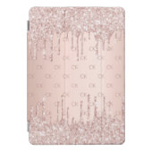 Protection iPad Pro Cover parties scintillant or rose monogramme initiales l (Devant)