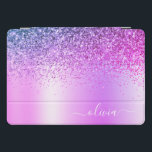 Protection iPad Pro Cover Parties scintillant violet étincelle Glam Nom du m<br><div class="desc">Purple Faux Foil Métallic Parties scintillant étincelante Métal brossé Monogramme Nom Coque Ordinateur portable. Cela rend le cadeau parfait pour 16 ans,  mariage,  douche nuptiale,  anniversaire,  baby shower ou bachelorette pour quelqu'un qui aime le luxe glam et les styles chic.</div>