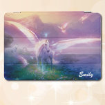 Protection iPad Pro Cover Pegasus Cheval Lavender Mist Votre Nom iPad<br><div class="desc">Pegasus in lavender brouillard. ipad 10 couverture Pro. Ajoutez votre nom ou laissez vide</div>