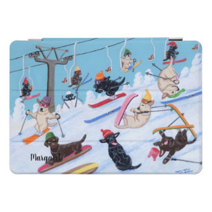 Protection iPad Pro Cover Peinture de ski personnalisée de Labradors