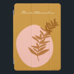 Protection iPad Pro Cover Pink Yellow Botanical Nature Nom personnalisé<br><div class="desc">Cette élégante couverture iPad personnalisée présente une illustration botanique minimaliste dans une belle teinte automnale jaune moutarde sur une forme abstraite arrière - plan en rose vif. Personnalisez-le avec votre nom. Super idée cadeau !</div>