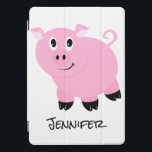Protection iPad Pro Cover Porcs mignons personnalisés de porc rose d'enfants<br><div class="desc">Couverture intelligente personnalisée de porc d'enfants de petit iPad animal mignon rose de porcs. Un petit motif doux de porc de bande dessinée dans blanc et noir roses. Thème animal de basse-cour d'amusement pour accessoires électroniques de petites filles.</div>