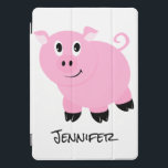 Protection iPad Pro Cover Porcs mignons personnalisés de porc rose d'enfants<br><div class="desc">Couverture intelligente personnalisée de porc d'enfants de petit iPad animal mignon rose de porcs. Un petit motif doux de porc de bande dessinée dans blanc et noir roses. Thème animal de basse-cour d'amusement pour accessoires électroniques de petites filles.</div>