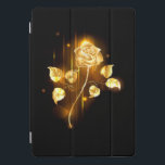 Protection iPad Pro Cover Rose d'or ( rose d'or )<br><div class="desc">Rose doré sur un arrière - plan noir</div>