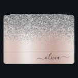 Protection iPad Pro Cover Rose Gold<br><div class="desc">Rose Gold - Blush Pink and Silver Faux Foil Metallic Sparkle Parties scintillant brossé Métal Monogramme Nom Coque ordinateur portable. Cela rend le cadeau parfait pour 16 ans,  mariage,  douche nuptiale,  anniversaire,  baby shower ou bachelorette pour quelqu'un qui aime le luxe glam et les styles chic.</div>