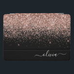 Protection iPad Pro Cover Rose Gold Blush Pink Parties scintillant Script Mo<br><div class="desc">Rose Gold - Blush Pink and Black Sparkle Parties scintillant Script Monogramme Nom Coque ordinateur portable. Cela rend le cadeau parfait pour 16 ans,  mariage,  douche nuptiale,  anniversaire,  baby shower ou bachelorette pour quelqu'un qui aime le luxe glam et les styles chic.</div>