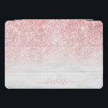 Protection iPad Pro Cover Rose Parties scintillant or marbre étincelant Nom<br><div class="desc">Rose Gold Parties scintillant Sparkle Marble Nom personnalisé coques ipad et couvertures dispose d'une jolie parties scintillant en or rose et motif en marbre avec votre nom personnalisé. Personnalisé en modifiant le texte dans la zone de texte fournie. Conçu par ©Evco Studio www.zazzle.com/store/evcostudio</div>