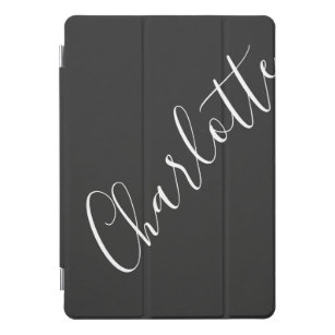 Protection iPad Pro Cover Script minimaliste Nom personnalisé noir blanc 