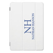 Protection iPad Pro Cover Simple minima gras Monogramme bleu blanc moderne (Devant)
