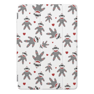 Protection iPad Pro Cover Singes à soie mignonne avec Motif de Coeurs rouges
