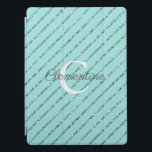 Protection iPad Pro Fun Turquoise Turquoise Blue Parties scintillant r<br><div class="desc">Fun Turquoise Turquoise Bleu Parties scintillant rayures Couverture de monogramme avec bandes de parties scintillant en faux-turquoise turquoise et espace pour votre monogramme et nom personnalisés. Facile à customiser avec du texte, des polices et des couleurs. Créé par le designer pro Zazzle BK Thompson © exclusivement pour Cedar et String;...</div>