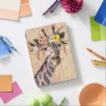 Protection iPad Pro Klimt Giraffe | Couronne De Fleurs<br><div class="desc">Cette impression présente une girafe douce ornée d'une couronne de fleurs | Par Victoria Borges. ID image : 128245GG</div>