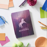Protection iPad Pro Licorne de galaxie de l'espace et texte de<br><div class="desc">Espacez la conception personnalisée par texte de licorne et de manuscrit de galaxie. Une partie d'une collection.</div>