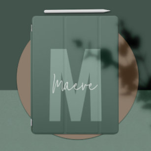 Protection iPad Pro Moins moderne typographie monogramme vert sauge